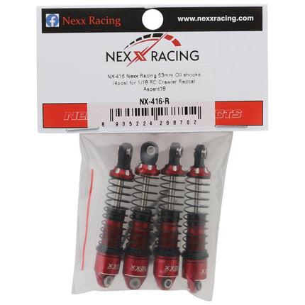 NEXX Racing NX-416-R Redcat Ascent18 53mm Oil-Filled Shocks (Red) (4)