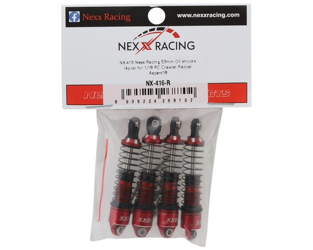 NEXX Racing NX-416-R Redcat Ascent18 53mm Oil-Filled Shocks (Red) (4)