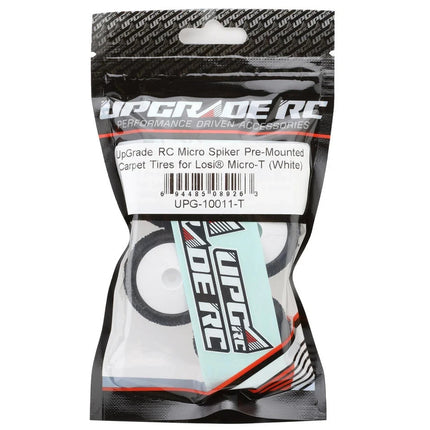 UpGrade RC Micro Spiker Pre-Mounted Carpet Tires for Losi® Micro-T (White) (4)