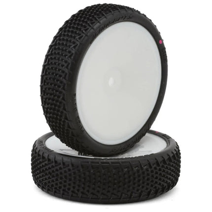 JConcepts Fuzz Bite LP 2.2" Pre-Mounted 2WD Front Buggy Carpet Tires (Wht) Pink
