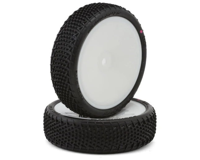 JConcepts Fuzz Bite LP 2.2" Pre-Mounted 2WD Front Buggy Carpet Tires (Wht) Pink