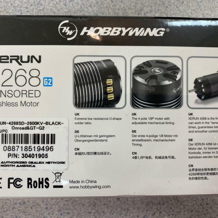 Hobbywing Xerun 4268SD G2 Sensored Brushless Motor (2600kV) 30401905 NEW!!