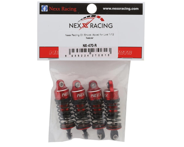 NEXX Racing Losi NASCAR Aluminum Oil-Filled Threaded Shocks (Red) (4)