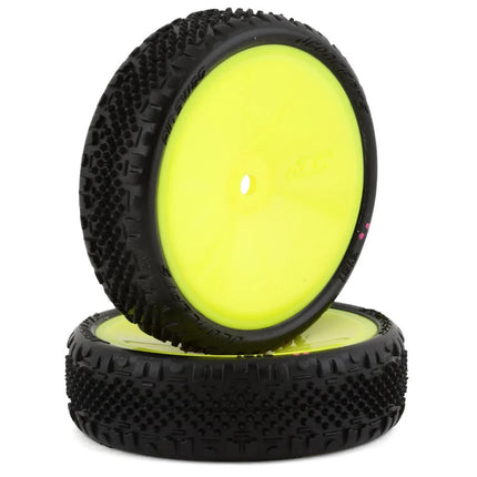 JConcepts Pin Swag Slim 2.2" Pre-Mount 2WD Front Buggy Carpet Tires Yellow Pink