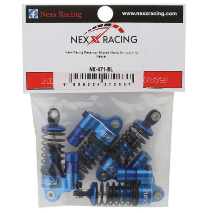 NEXX Racing Losi NASCAR Aluminum Oil-Filled Threaded Reservoir Shocks (Blue)