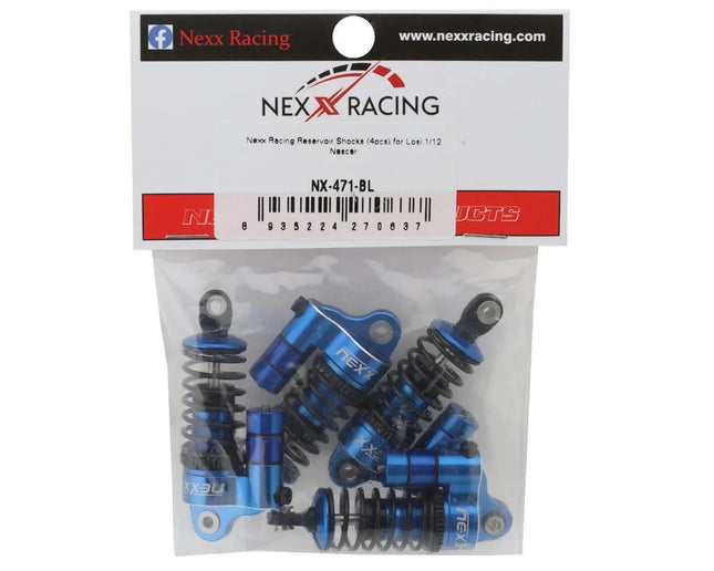 NEXX Racing Losi NASCAR Aluminum Oil-Filled Threaded Reservoir Shocks (Blue)