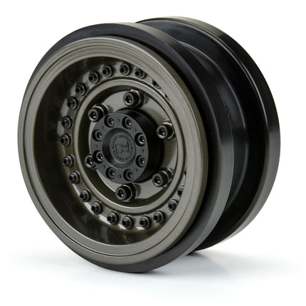 Proline Black Rhino Armory Gunmetal 2.9" Aluminum Dual Offset Wheels Axial SCX6