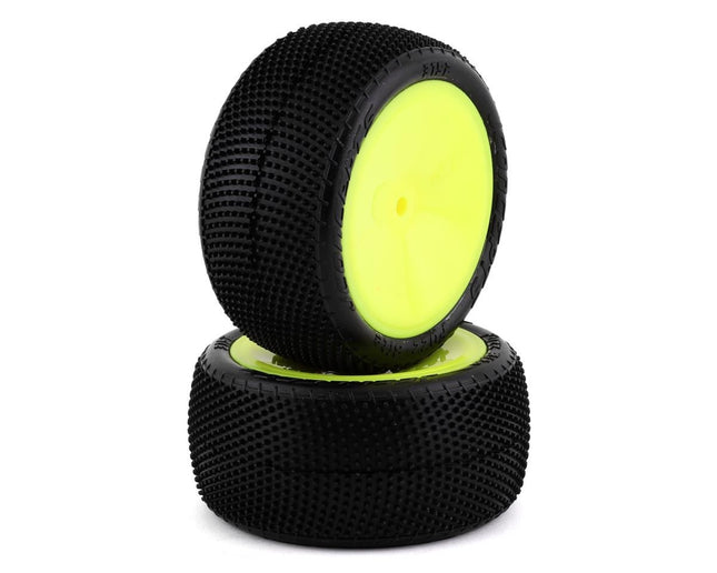 JConcepts Fuzz Bite LP 2.2" Pre-Mounted Rear Buggy Carpet Tires (Yellow)