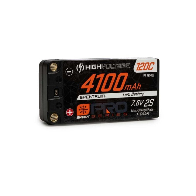 Spektrum 7.6V 4100mAh 2S 120C Smart Pro Race Shorty 5mm tubes SPMX412S120HT NEW!