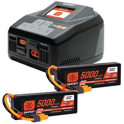 Spektrum Smart Powerstage 4S Bundle: (2) G2 5000mAh 2S LiPo IC5 & S2100 Charger