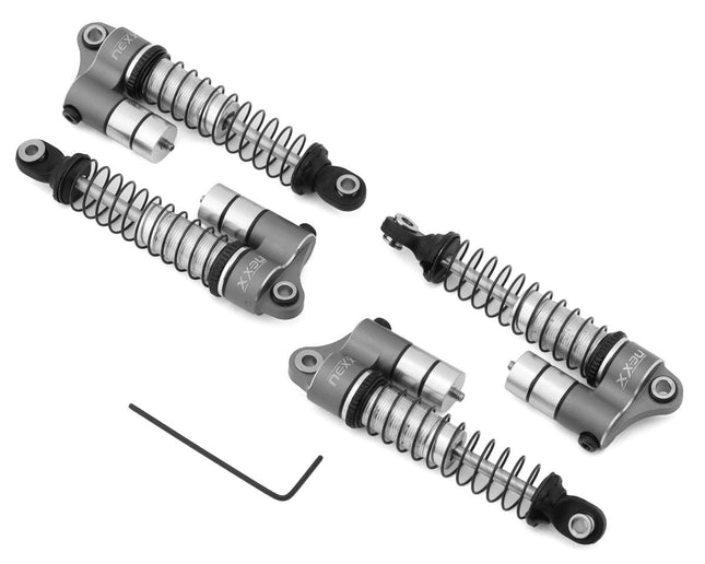 NEXX Racing Reservoir Aluminum Threaded Oil-Filled Shocks for Traxxas TRX-4M Gry