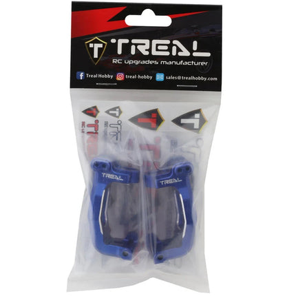 Treal Hobby Aluminum Front C Hub Spindle Carriers for Traxxas Sledge (Blue)
