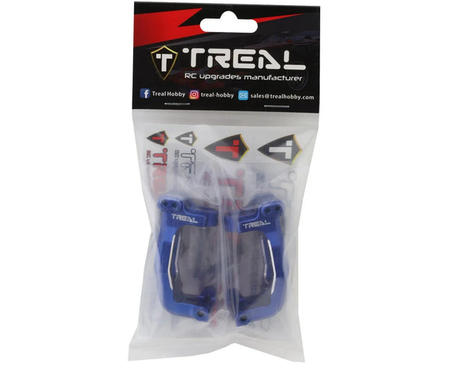 Treal Hobby Aluminum Front C Hub Spindle Carriers for Traxxas Sledge (Blue)
