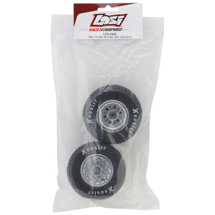 Losi 22S Sprint Rear Pre-Mounted Hoosier Tires (Chrome) (2) (Soft) LOS-2442