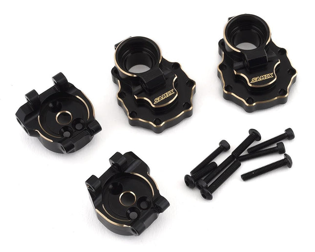 Samix Brass Rear Hub Carrier & Inner Portal Covers Set for Traxxas TRX-4 (Black)