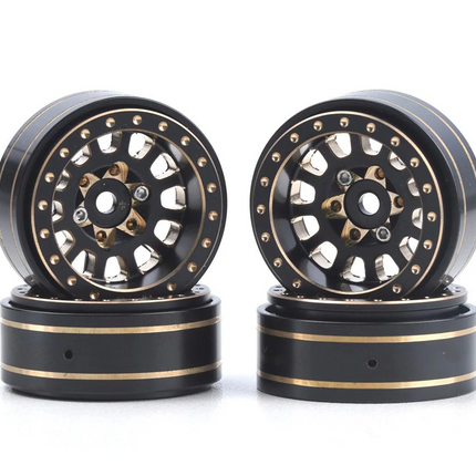 Powerhobby SCX24 1.0" Black/Gold Brass Beadlock Crawler Wheels PHB5776