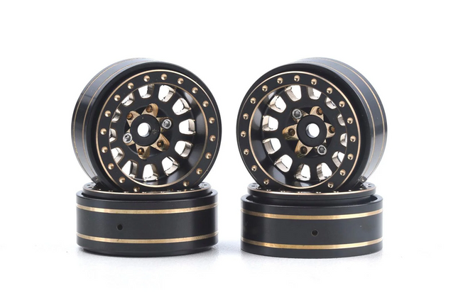 Powerhobby SCX24 1.0" Black/Gold Brass Beadlock Crawler Wheels PHB5776
