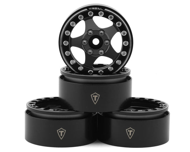 Treal Hobby Type E 1.9" Classic 5-Spoke Beadlock Wheels Black/Grey TLHTWHEEL39