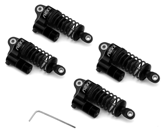 NEXX Racing Losi NASCAR Aluminum Oil-Filled Threaded Reservoir Shocks (Black)