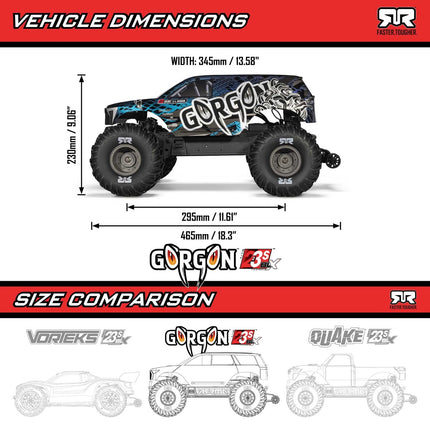 Arrma Gorgon 223S 1/10 RTR Brushless 2WD Monster Truck (Red) ARA3530T2