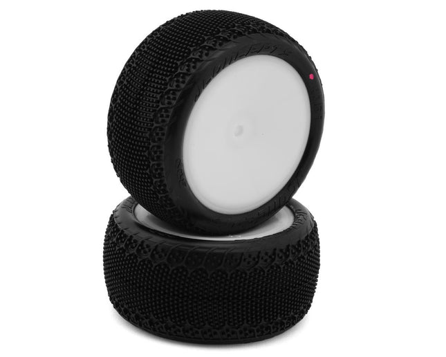 JConcepts 3DP 2.2" Pre-Mounted Rear Buggy Carpet Tires (White) (2) (Pink)