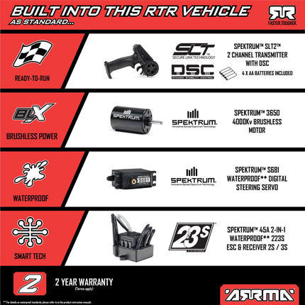 Arrma 1/10 FURY 223S BLX Brushless 2WD Short Course Truck RTR with DSC, Green
