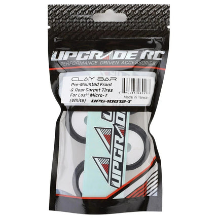 UpGrade RC Clay Bar Pre-Mounted Clay Tires for Losi Micro-T (White) (4)