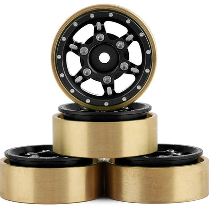 Samix SCX24 Aluminum & Brass Adjustable Offset 1.0" Beadlock Wheels Black 23.75g