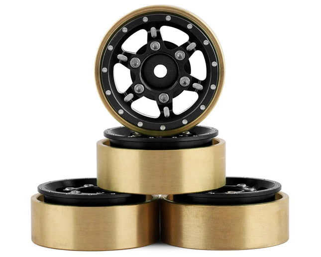 Samix SCX24 Aluminum & Brass Adjustable Offset 1.0" Beadlock Wheels Black 23.75g