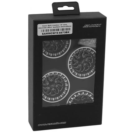 Samix Multi Crawlers Angled Spoke 1.9" Alum Adj Offset Beadlock Wheels Black