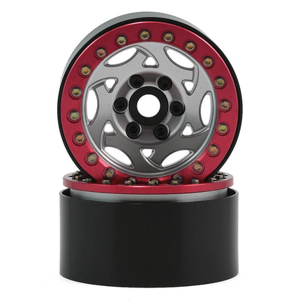 SSD RC SSD00248 1.9"" Champion Beadlock Wheels (Silver/Red)