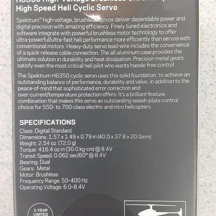 Spektrum RC H6350 Ultra Torque High Speed Heli Cyclic HV Servo Brand New!!