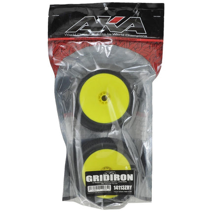 AKA EVO Gridiron 1/8 Truggy Pre-Mounted Tires (Yellow) (Medium - Long Wear)