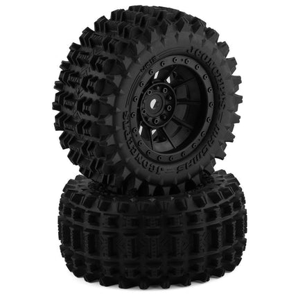 JConcepts Magma Pre-Mounted Monster Truck Tires w/Hazard Wheel BlK (2) 4013-3994