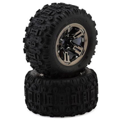 Traxxas Sledgehammer Belted 3.8" Pre-Mounted Monster Truck Tires Chrome TRA9573A