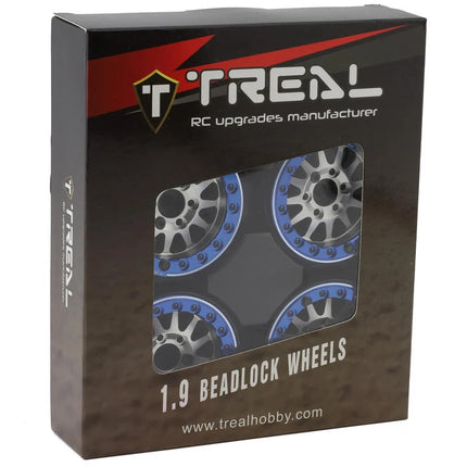 Treal Hobby Type D 1.9" 12-Spoke Beadlock Wheels (Silver/Blue)