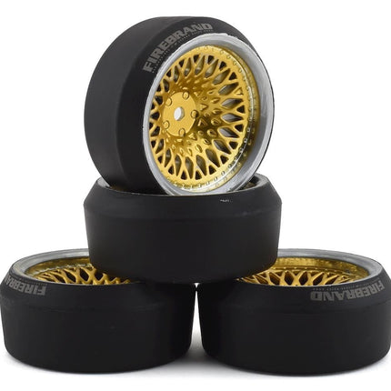 Firebrand RC Crownjewel XDR9 5° Pre-Mounted Slick Drift Tires (4) (Gold) 