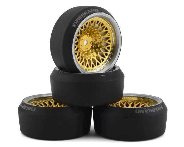 Firebrand RC Crownjewel XDR9 5° Pre-Mounted Slick Drift Tires (4) (Gold) 