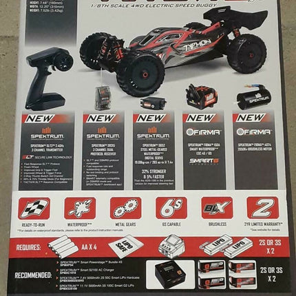 Arrma Typhon 6S BLX Brushless RTR 1/8 4WD Buggy Red/Black V5 ARA8606V5 Brand New