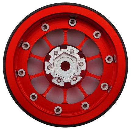 Treal Hobby 2.2" Type-A Aluminum 1/10 Rock Crawler Beadlock Wheels (Red) (2)