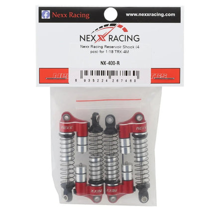 NEXX Racing Reservoir Aluminum Threaded Oil-Filled Shocks for Traxxas TRX-4M Red