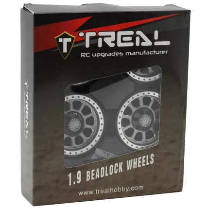 Treal Hobby Type V2 1.9" Beadlock Wheels (Titanium/Silver)