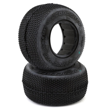 JConcepts Double Dee's V2 1/10 Short Course Truck Tires (2) (Green) 4067-02