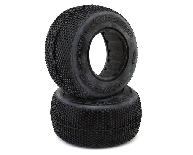JConcepts Double Dee's V2 1/10 Short Course Truck Tires (2) (Green) 4067-02