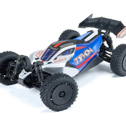 Arrma Typhon Grom MEGA 4WD 380 Brushed 1/18 Buggy RTR Blue/Silver ARA2106T1