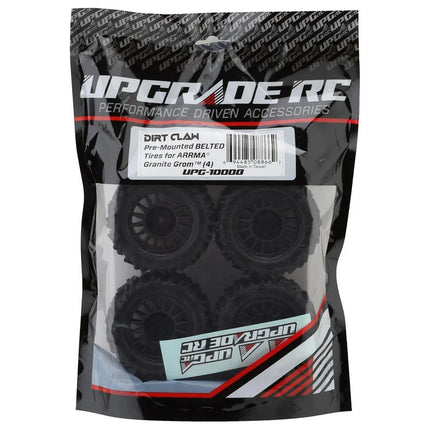 UpGrade RC Dirt Claw Pre-Mounted BELTED Tires for ARRMA Granite Grom (4)