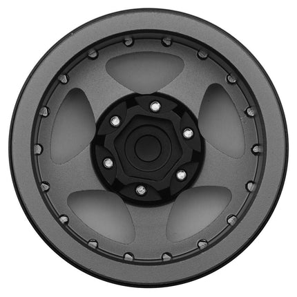 Treal Hobby Type E 1.9" Classic 5-Spoke Beadlock Wheels Black/Grey TLHTWHEEL39