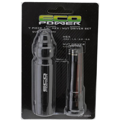 EcoPower 8-Pc 1/4 Hex/Nut Driver Set .050 1.5 2.0 2.5mm Hex/4.0 5.5 7mm Driver