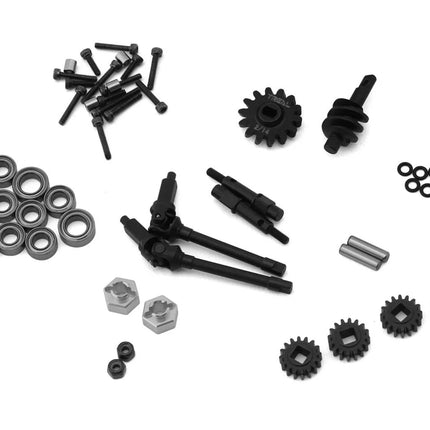 Treal Hobby Axial SCX24 Front Portal Axle Upgrade Kit (Silver/Red) TLHTSCX24-187