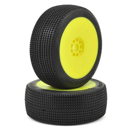 AKA Double Down 1/8 Buggy Pre-Mounted Tires Soft - Long Wear w/EVO Wheels Yellow